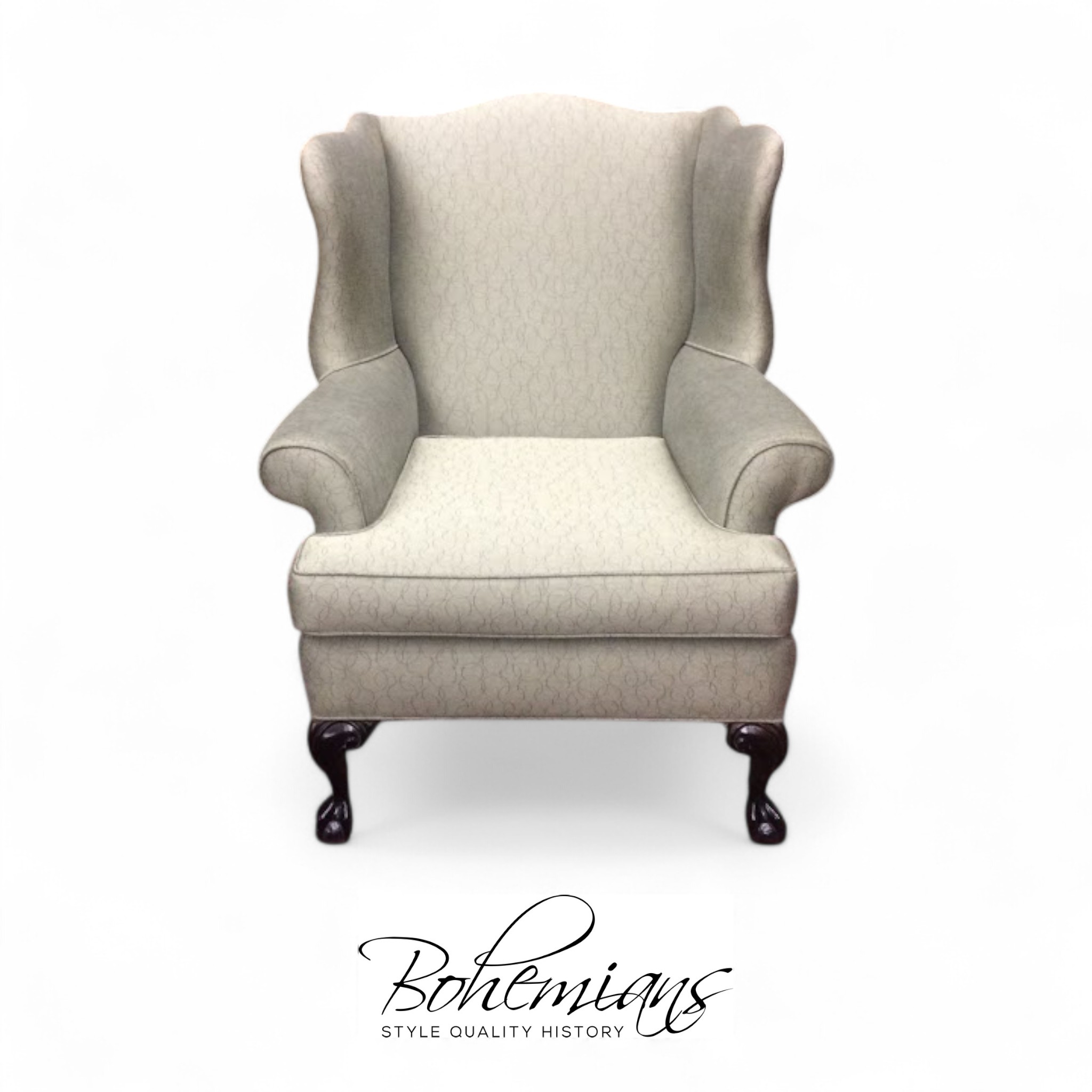 Vintage Wing Back Chair, Claw Foot Wing Back Chair
