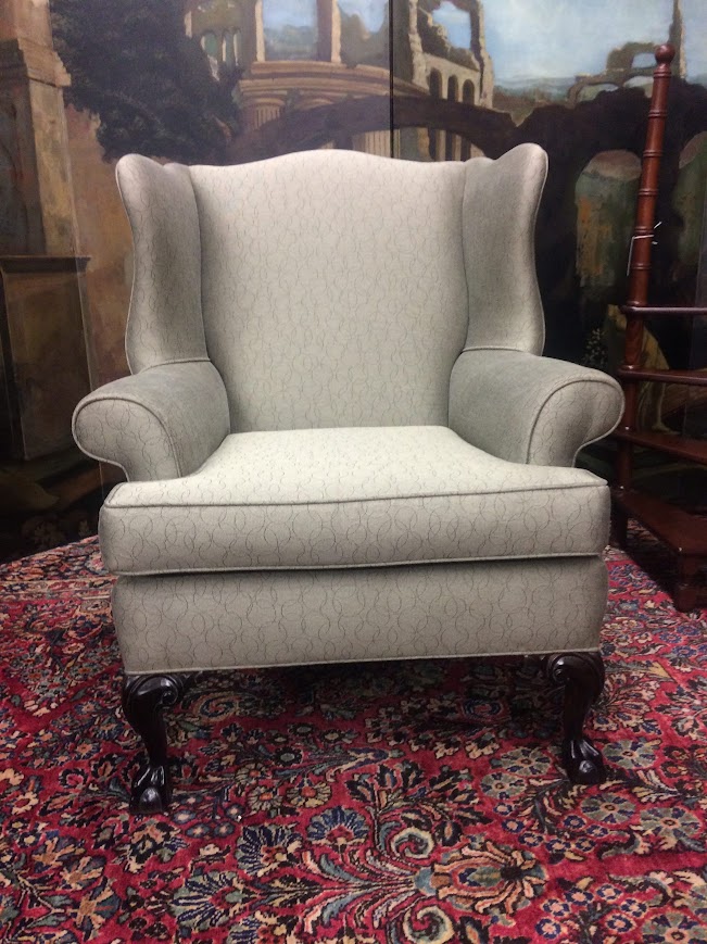 Vintage Wing Back Chair, Claw Foot Wing Back Chair - Image 3