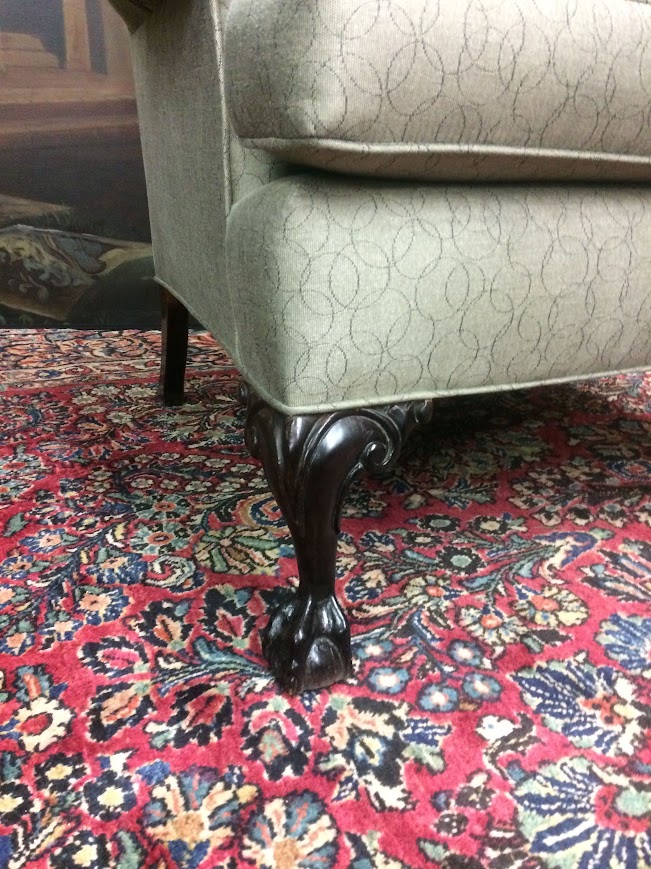 Vintage Wing Back Chair, Claw Foot Wing Back Chair - Image 4