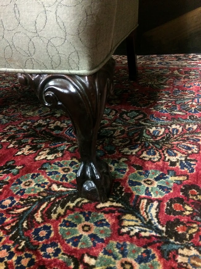 Vintage Wing Back Chair, Claw Foot Wing Back Chair - Image 5