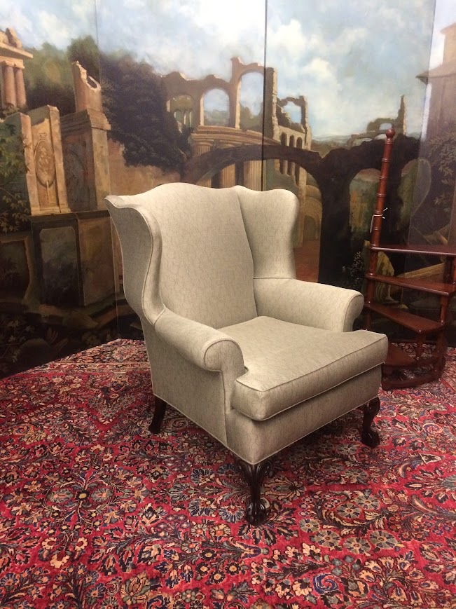 Vintage Wing Back Chair, Claw Foot Wing Back Chair - Image 7