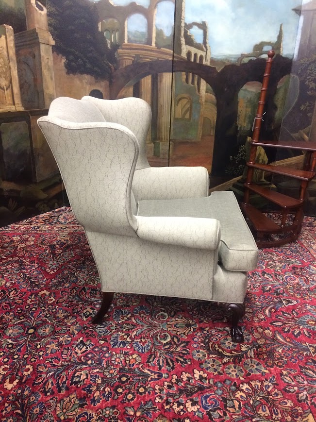 Vintage Wing Back Chair, Claw Foot Wing Back Chair - Image 8