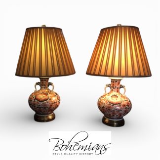 Vintage Imari Lamps, Three Way Lamps with Shades