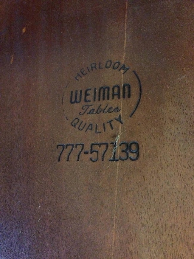 Vintage Leather Top Accent Table, Oval Drum Table, Weiman Furniture - Image 10