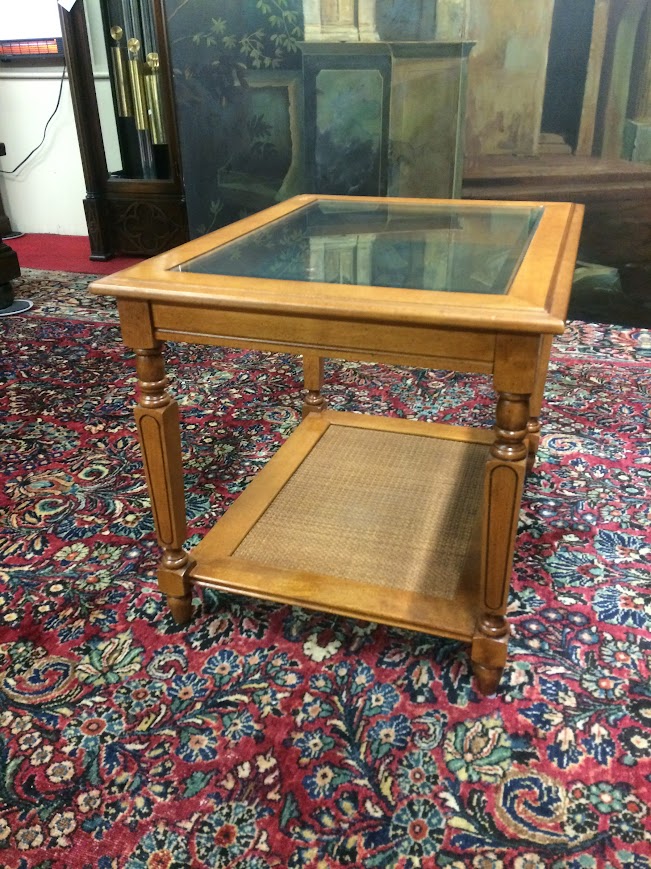Vintage End Tables, Glass Top End Tables, Coastal Style Tables - Image 2