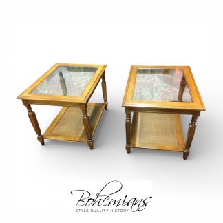 Vintage End Tables, Glass Top End Tables, Coastal Style Tables