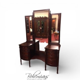 Antique Vanity with Triple Mirrors, Antique Mahogany Vanity