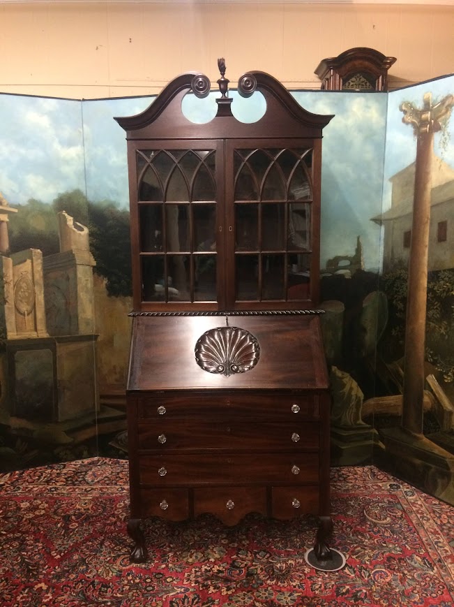 Antique Secretary Desk, Georgian Revival Desk, Two Piece Desk - Image 3