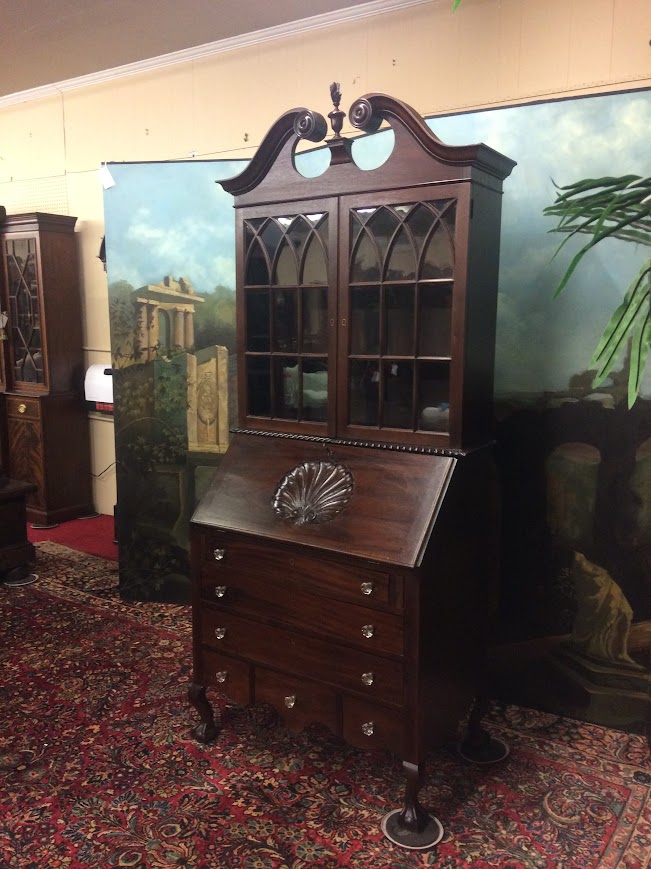 Antique Secretary Desk, Georgian Revival Desk, Two Piece Desk - Image 4