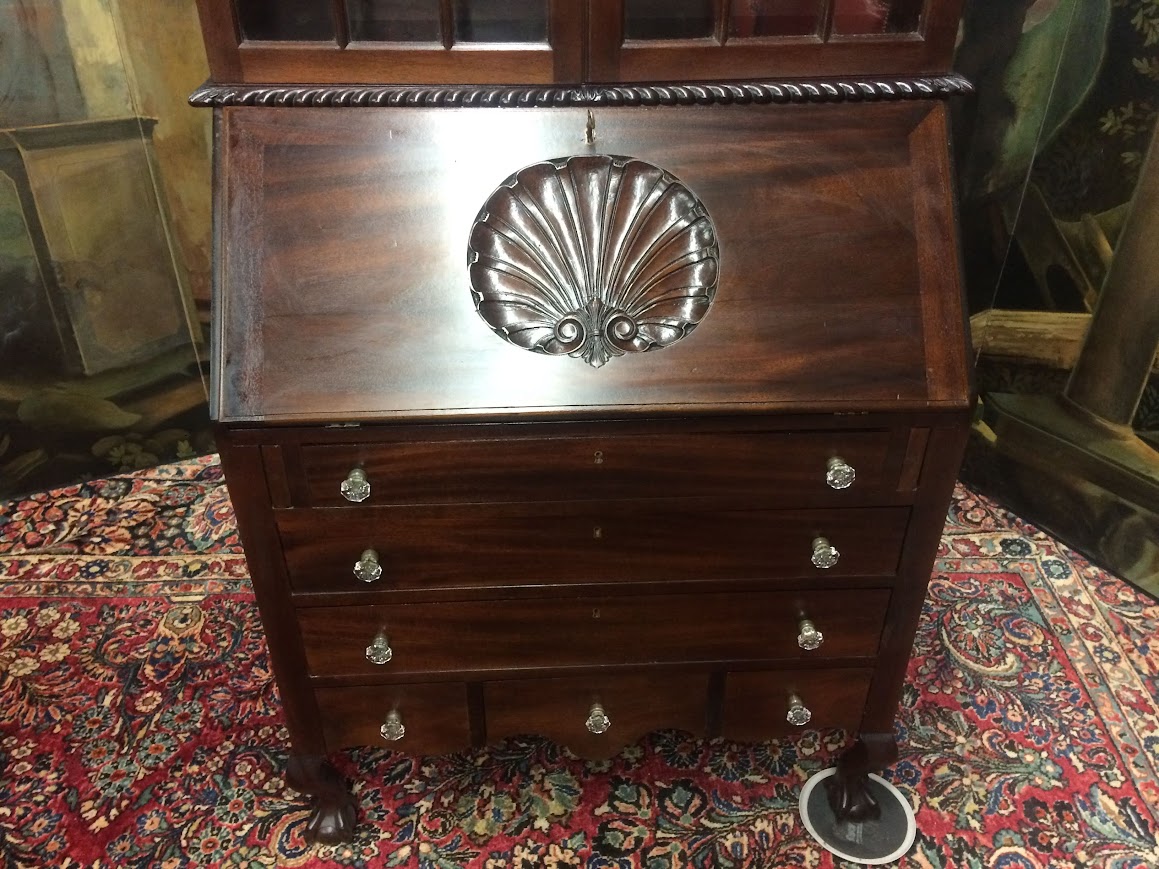 Antique Secretary Desk, Georgian Revival Desk, Two Piece Desk - Image 5