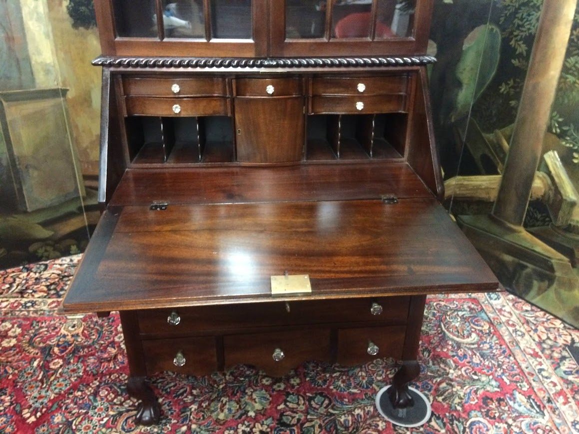 Antique Secretary Desk, Georgian Revival Desk, Two Piece Desk - Image 6