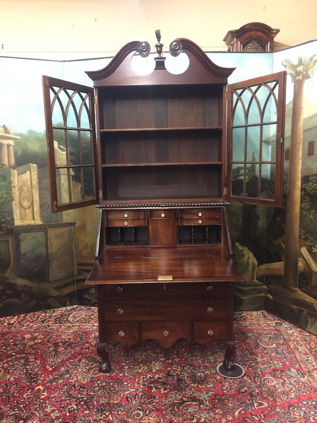 Antique Secretary Desk, Georgian Revival Desk, Two Piece Desk - Image 7