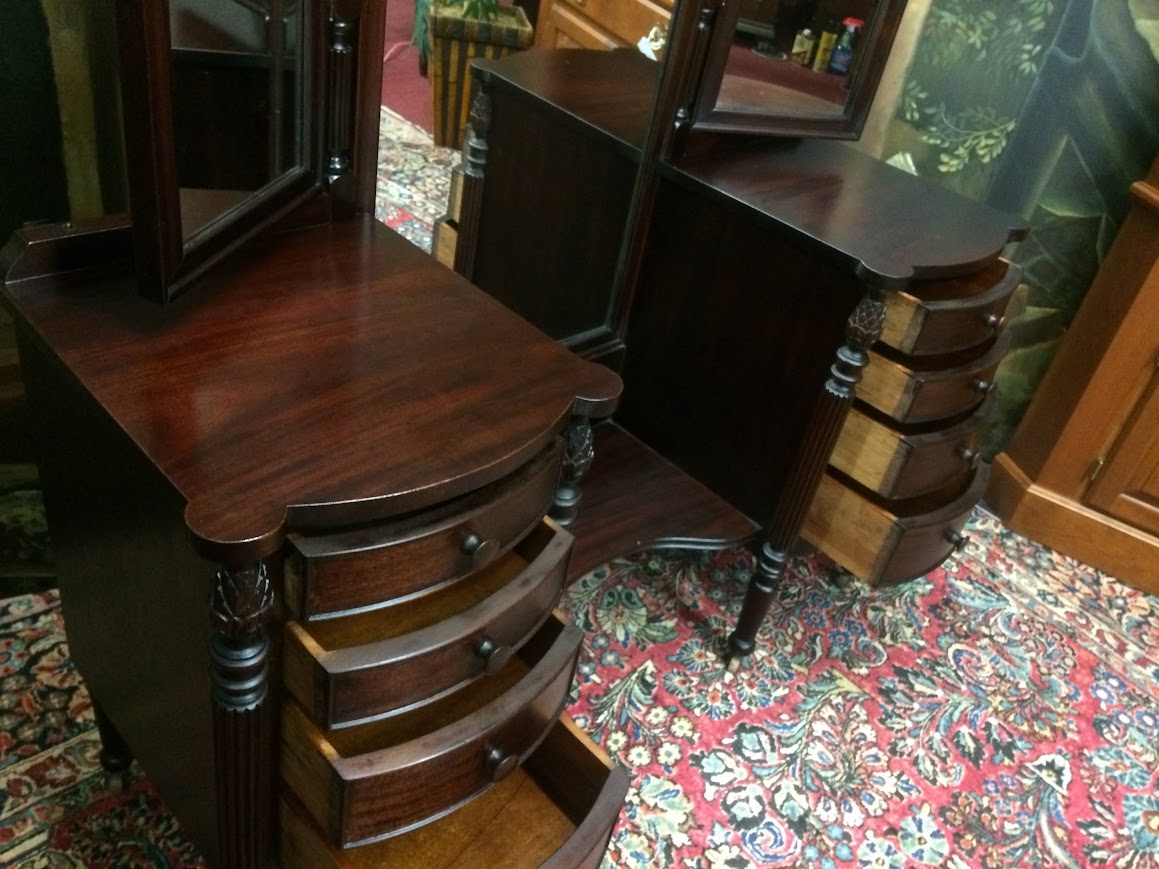 Antique Vanity with Triple Mirrors, Antique Mahogany Vanity - Image 15