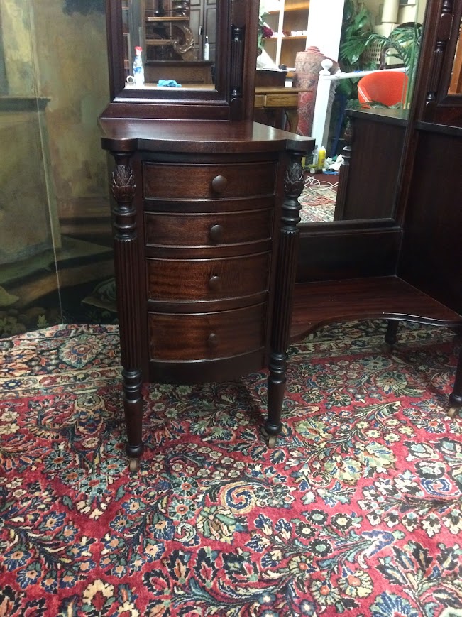 Antique Vanity with Triple Mirrors, Antique Mahogany Vanity - Image 4