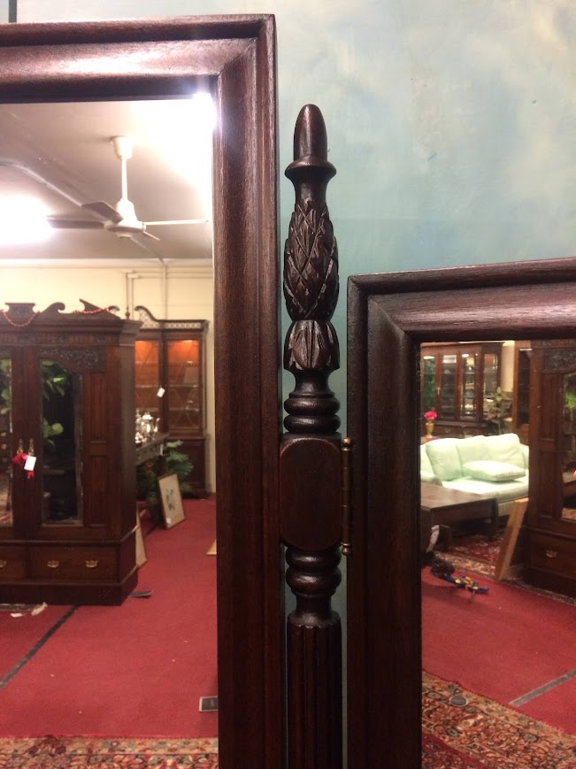 Antique Vanity with Triple Mirrors, Antique Mahogany Vanity - Image 10