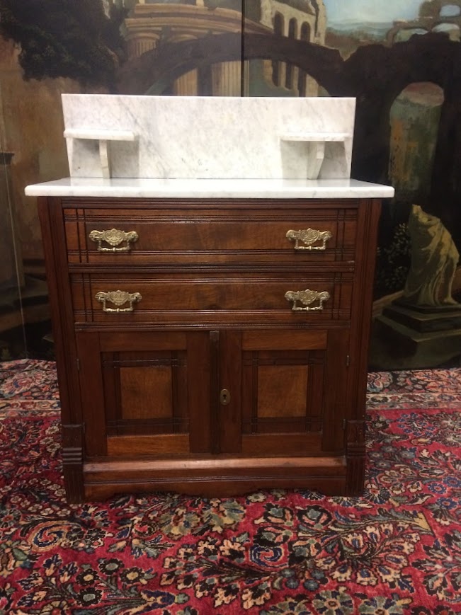 Walnut Washstand, Victorian Marble Top Washstand - Image 2