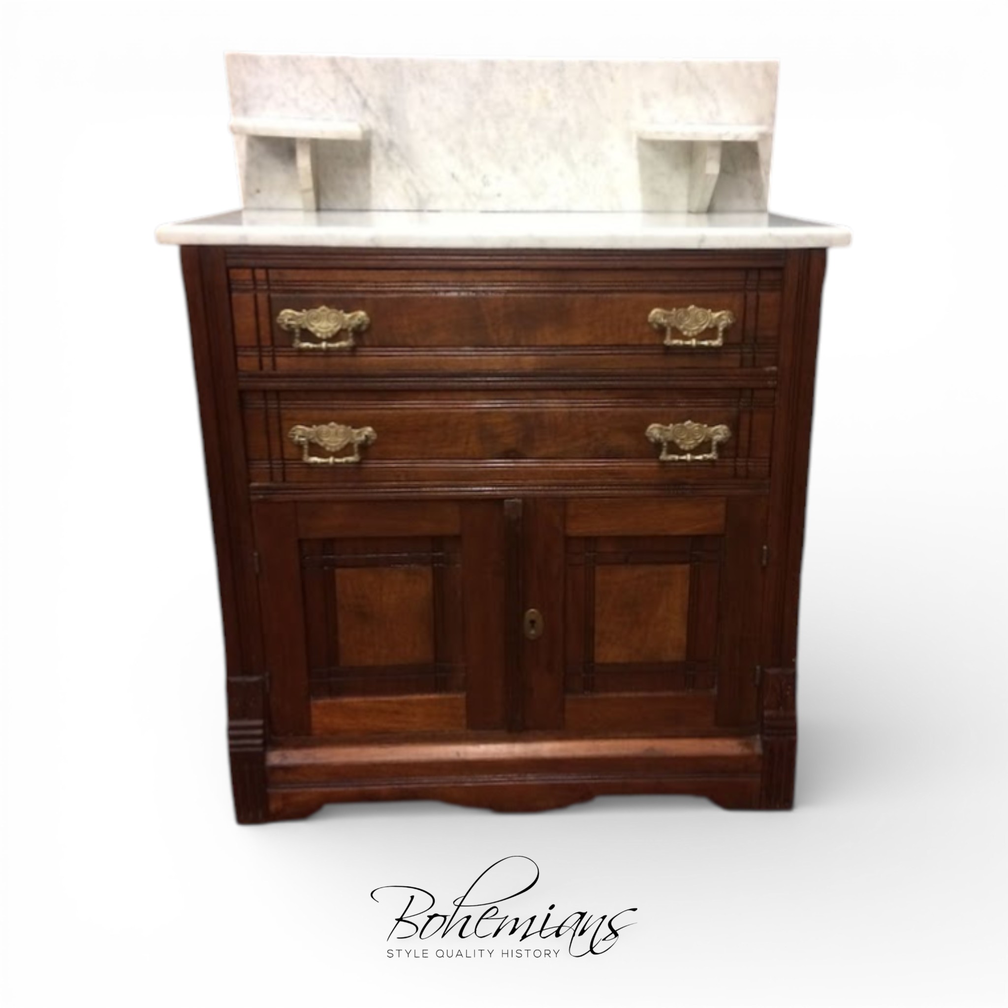 Walnut Washstand, Victorian Marble Top Washstand