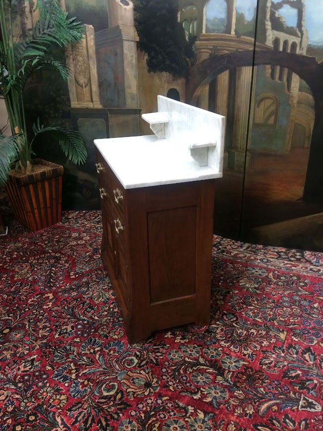 Walnut Washstand, Victorian Marble Top Washstand - Image 11