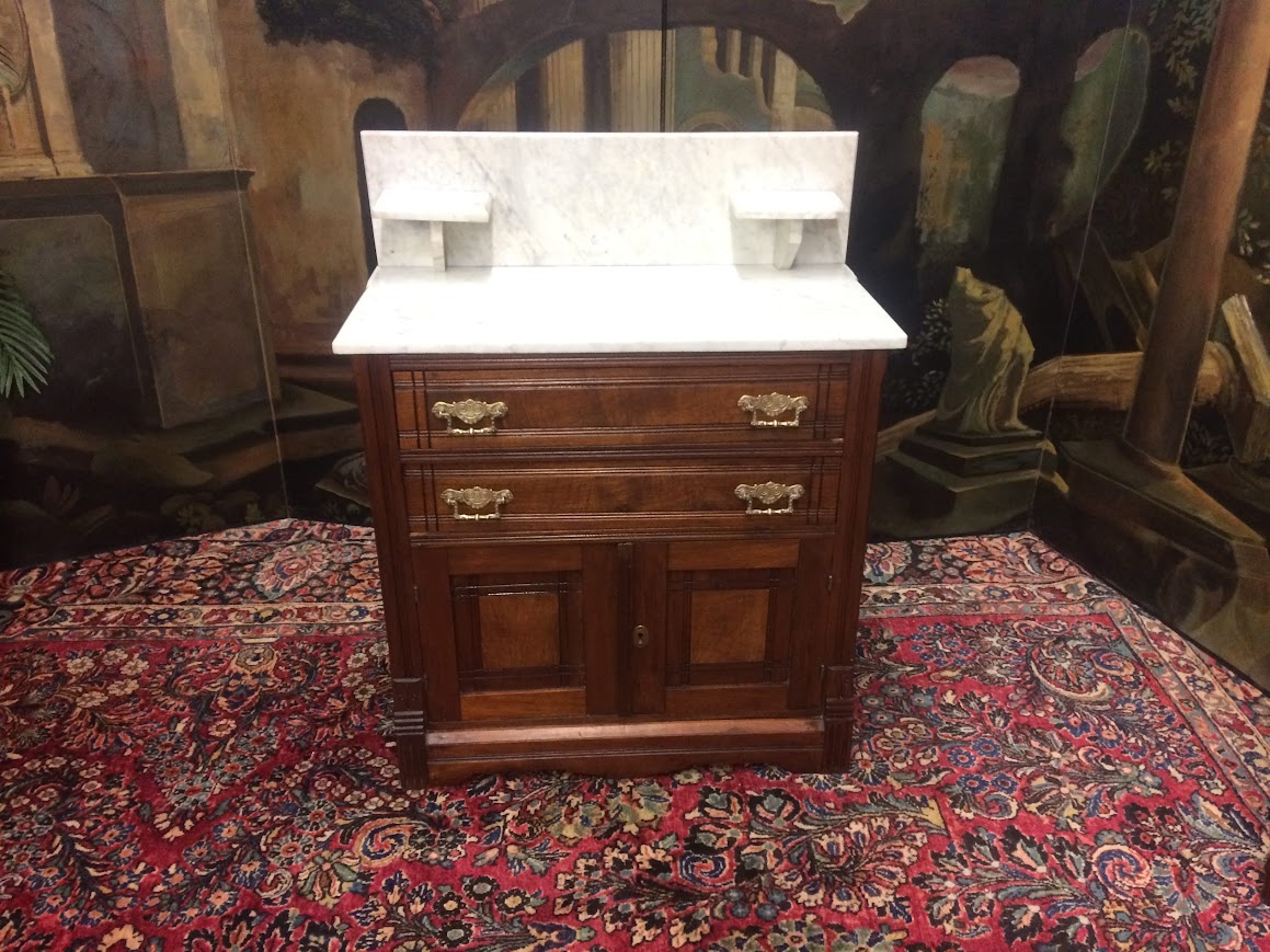 Walnut Washstand, Victorian Marble Top Washstand - Image 3