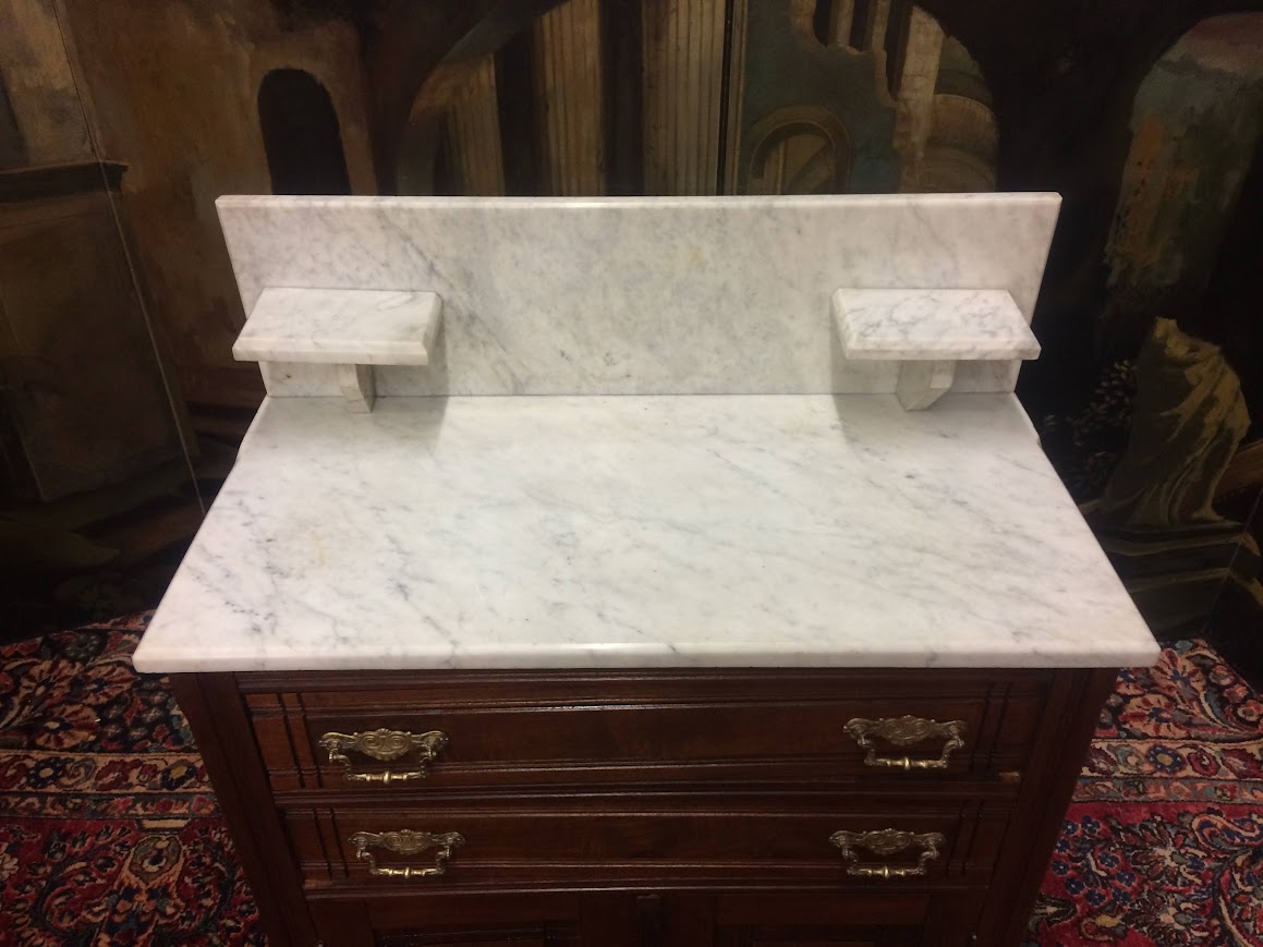 Walnut Washstand, Victorian Marble Top Washstand - Image 5
