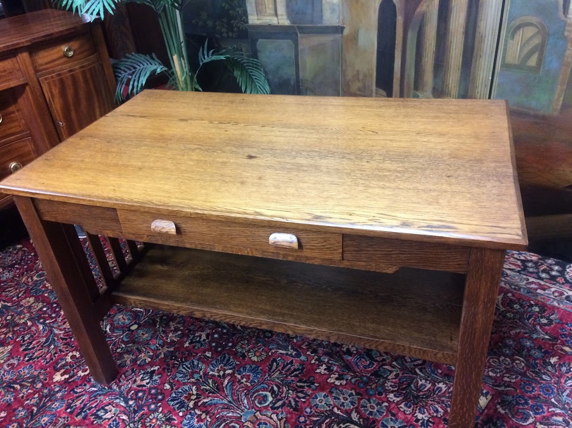 Antique Oak Mission Style Desk, Antique Oak Desk - Image 8