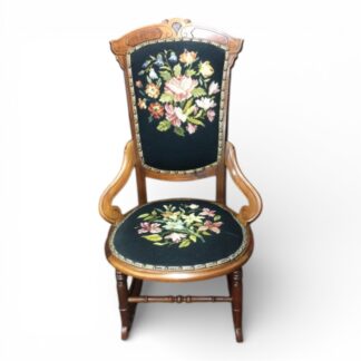 Antique Victorian Rocking Chair, Needlepoint Rocker