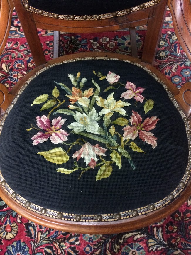 Antique Victorian Rocking Chair, Needlepoint Rocker - Image 6