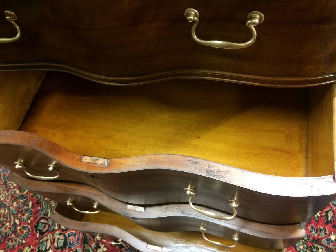 Antique Serpentine Chest, Satinwood Tall Dresser - Image 13