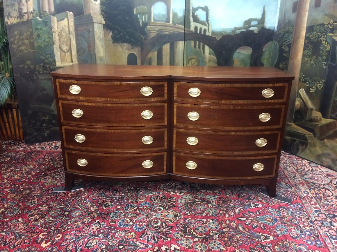 Vintage Banded Mahogany Dresser, Double Dresser - Image 2
