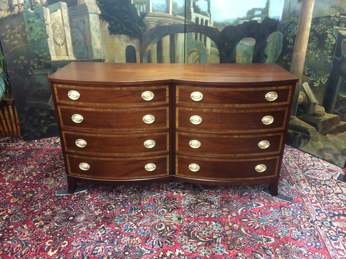 Vintage Banded Mahogany Dresser, Double Dresser - Image 3