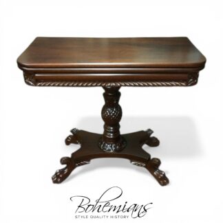 Antique Games Table, Mahogany Card Table, Carved Empire Style Table