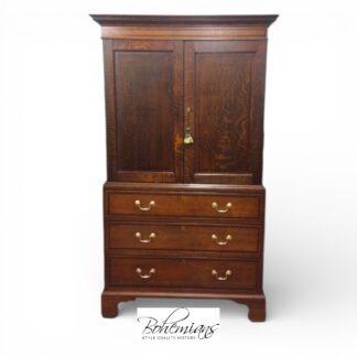 Antique Linen Cabinet, Oak Cupboard