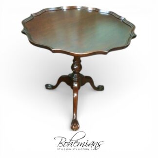 Vintage Mahogany Pedestal Table, Scalloped Accent Table