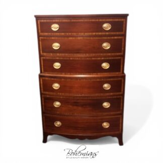 Vintage Banded Mahogany Tall Chest, Chest of Drawers, Chest on Chest