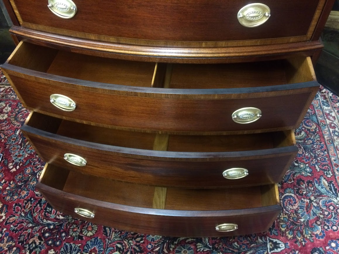 Vintage Banded Mahogany Tall Chest, Chest of Drawers, Chest on Chest - Image 11