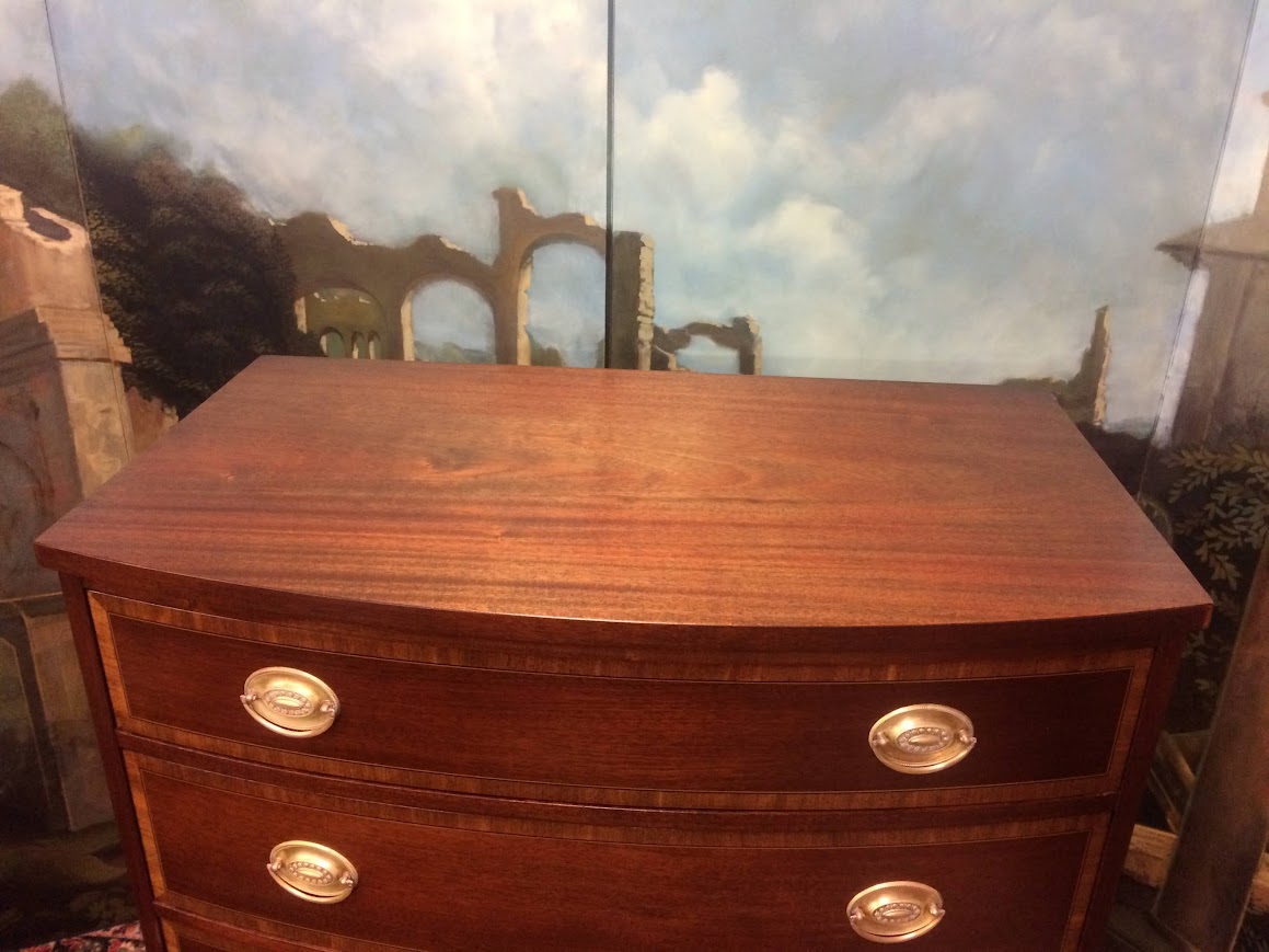 Vintage Banded Mahogany Tall Chest, Chest of Drawers, Chest on Chest - Image 5