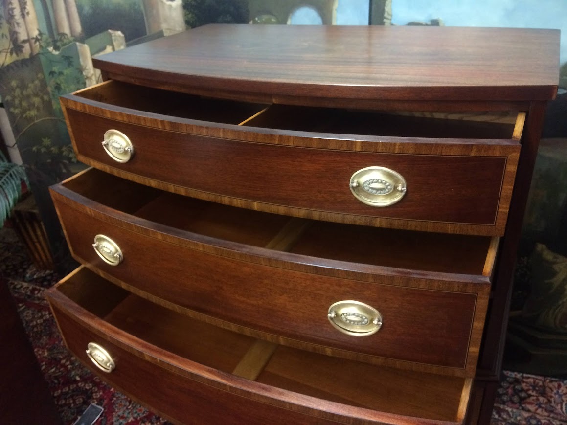 Vintage Banded Mahogany Tall Chest, Chest of Drawers, Chest on Chest - Image 6