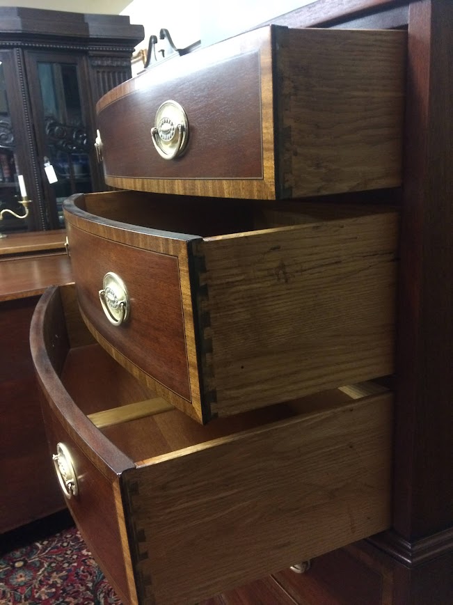 Vintage Banded Mahogany Tall Chest, Chest of Drawers, Chest on Chest - Image 7