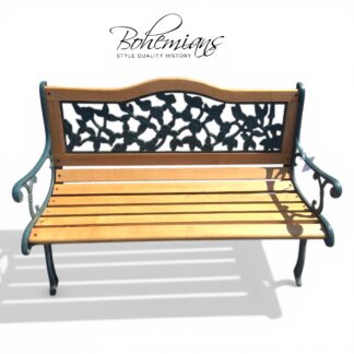 Vintage Cast Iron Park Bench with Maple Seat