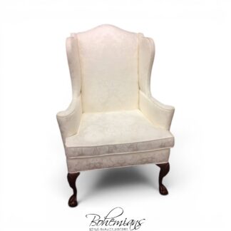 Vintage Wing Back Chair, Bernhardt Furniture, Damask Chair