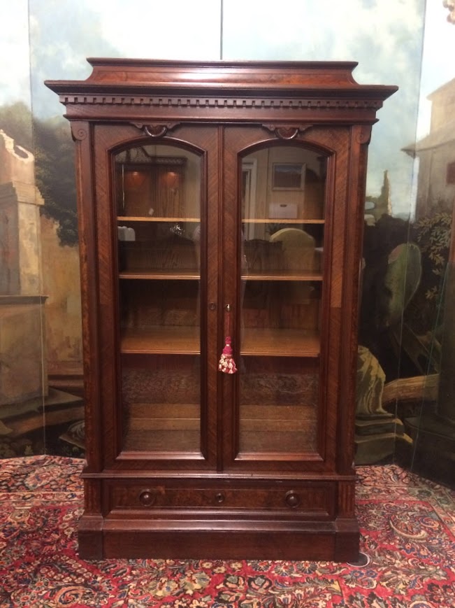 Antique Bookcase, Walnut Bookcase, Victorian Furniture - Image 2