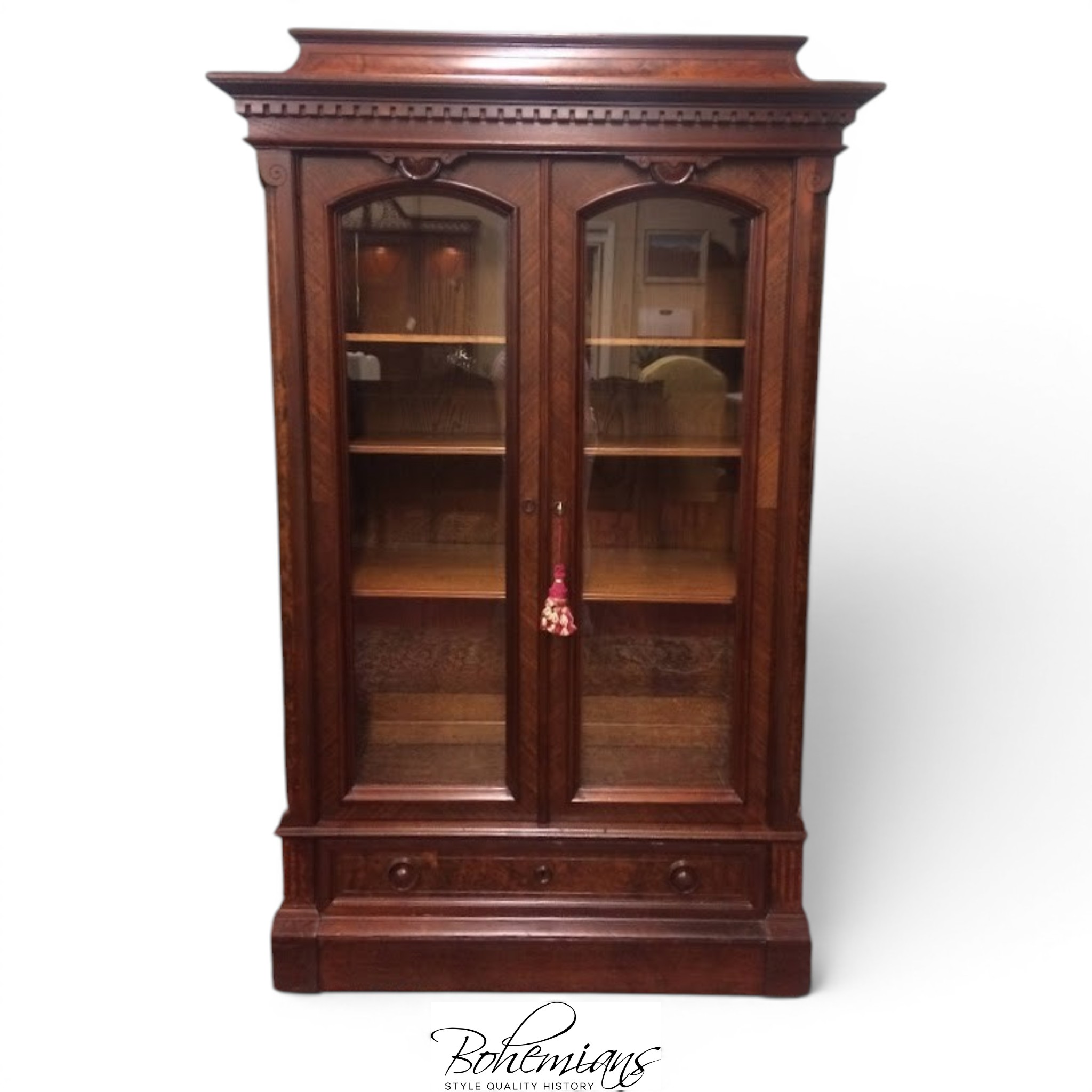Antique Bookcase, Walnut Bookcase, Victorian Furniture