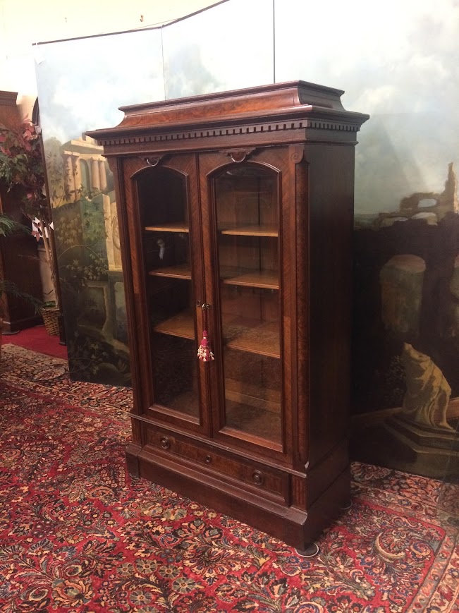 Antique Bookcase, Walnut Bookcase, Victorian Furniture - Image 5