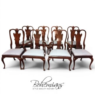 Vintage Queen Anne Dining Chairs, Henredon Furniture, Set of Eight