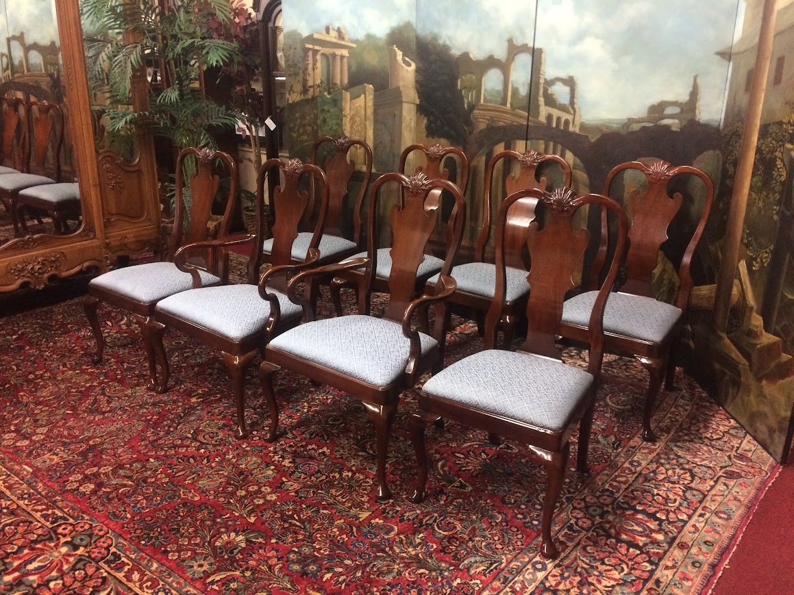 Vintage Queen Anne Dining Chairs, Henredon Furniture, Set of Eight - Image 3