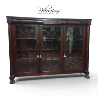 Antique Bookcase, Empire Revival Bookcase with Glass Doors