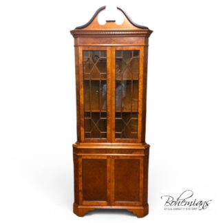 Vintage Corner Cabinet, Burl Walnut Cabinet