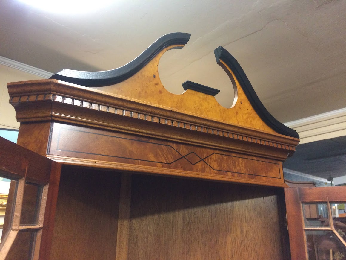 Vintage Corner Cabinet, Burl Walnut Cabinet - Image 11