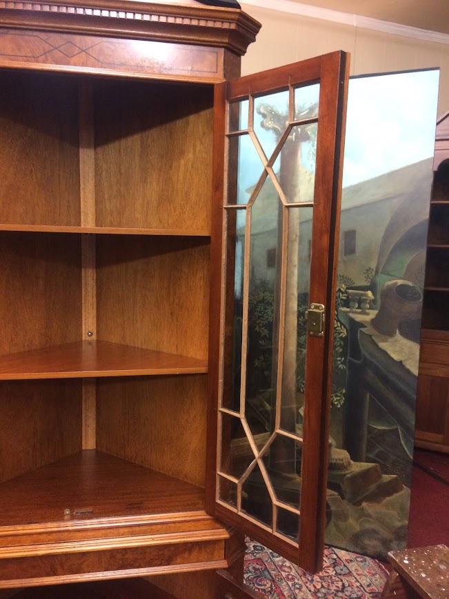 Vintage Corner Cabinet, Burl Walnut Cabinet - Image 7