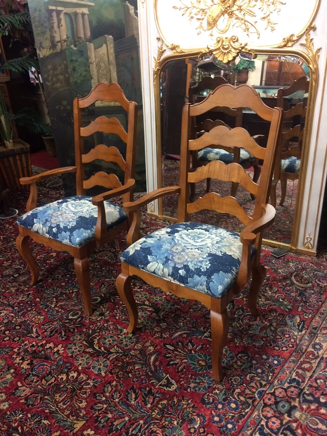 Vintage Ladder Back Arm Chairs, Ethan Allen Furniture, The Pair - Image 4